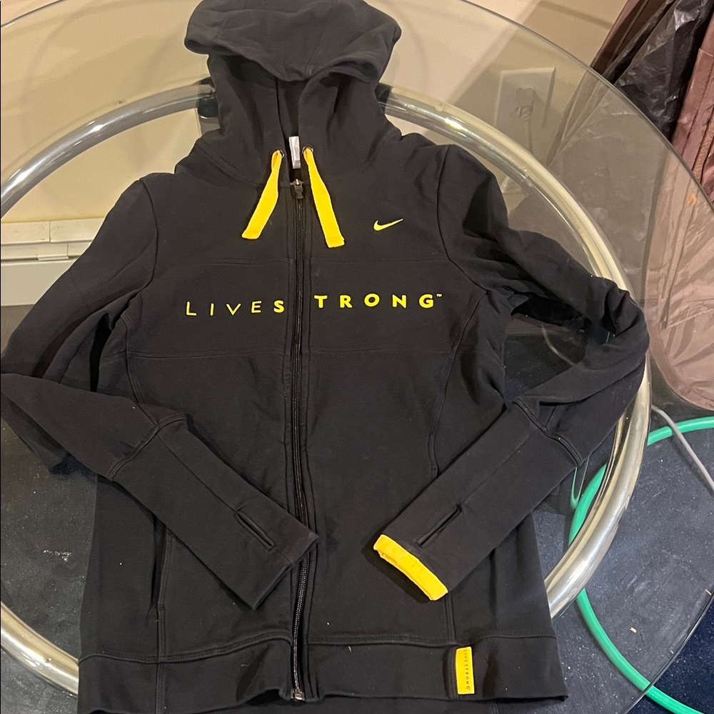 Nike Black and Yellow Livestrong Zip-Up Hoodie